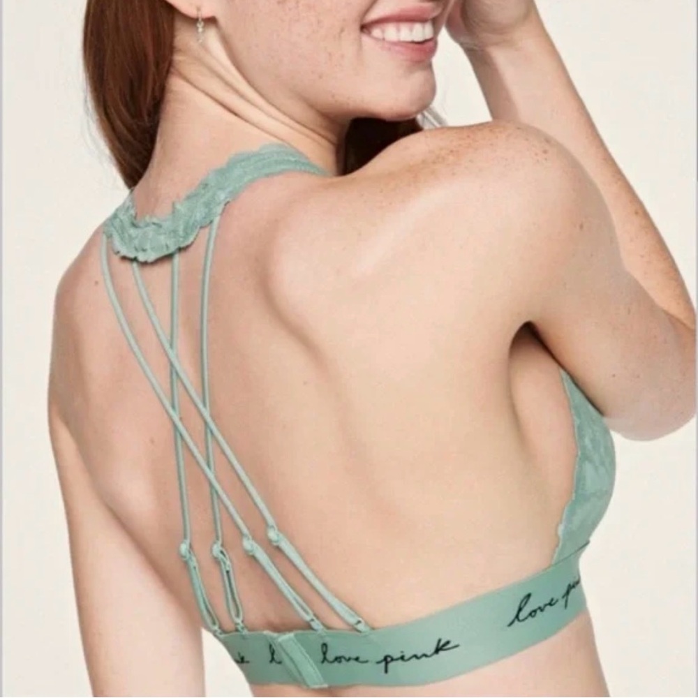 PINK Victoria's Secret Lace Bralette - Soft Green Size XL